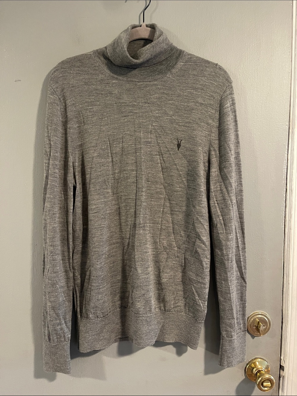 ALLSAINTS Gray Merino Wool Turtleneck Pullover Size M